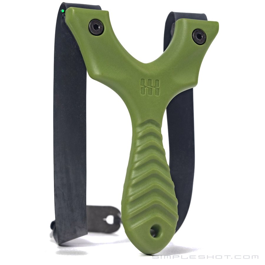 SimpleShot Axiom slingshot, slim golden-ratio frame with Integrated Clips